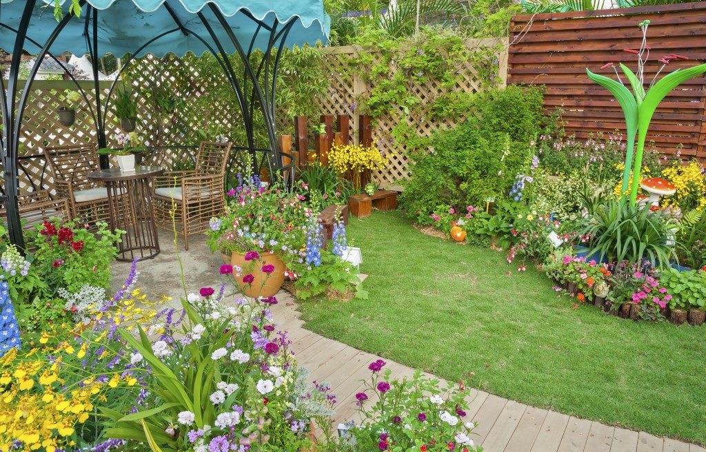 small patio in a garden