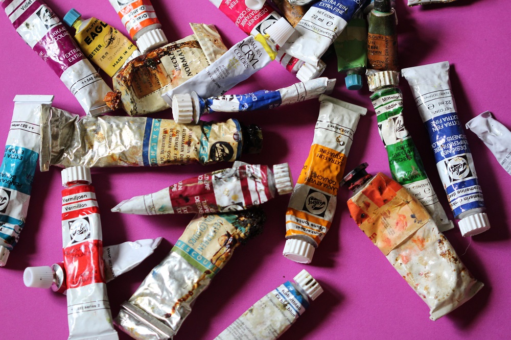 assorted paint tubes