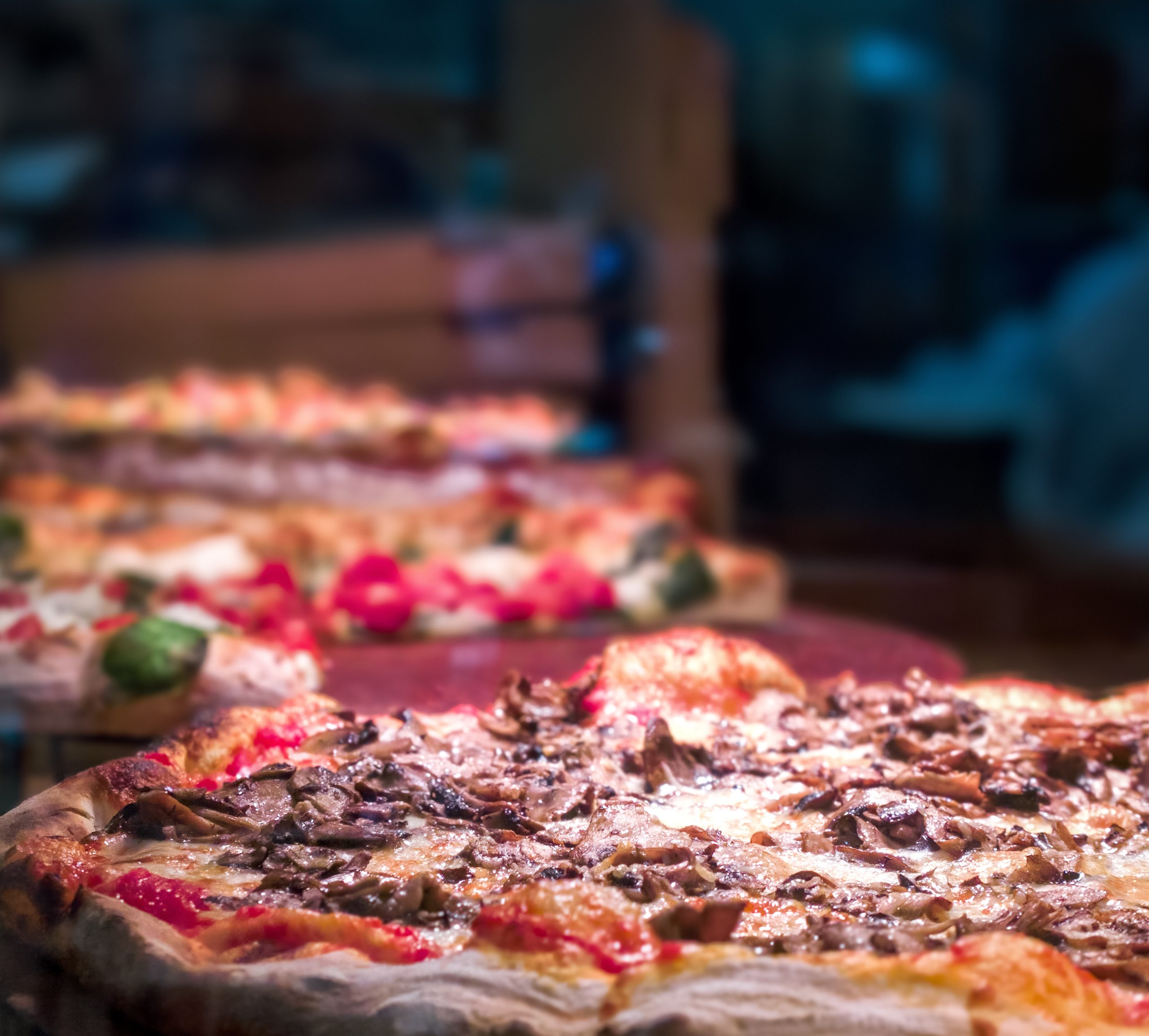 pizza on a table