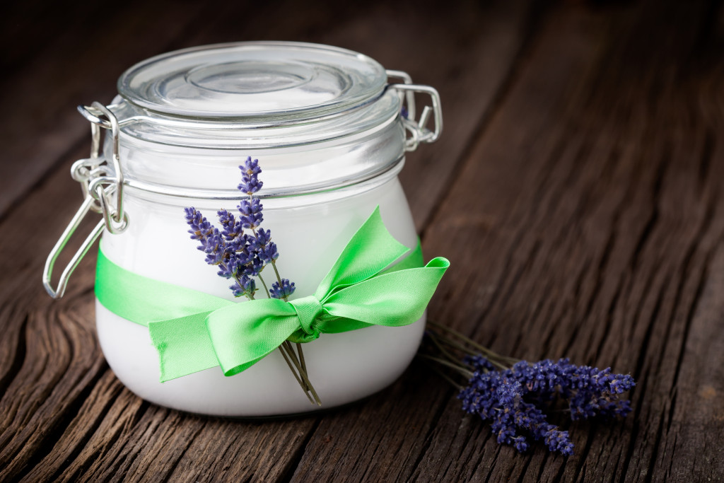 lavender scented lotion in a jar