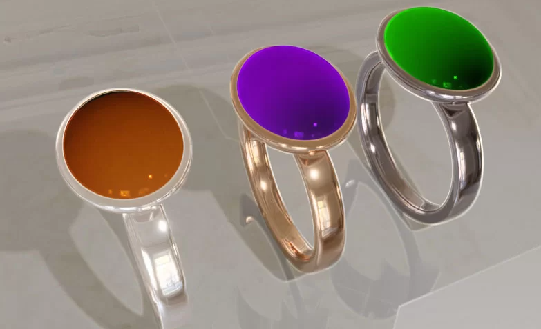 mood ring in colors red, violet and green