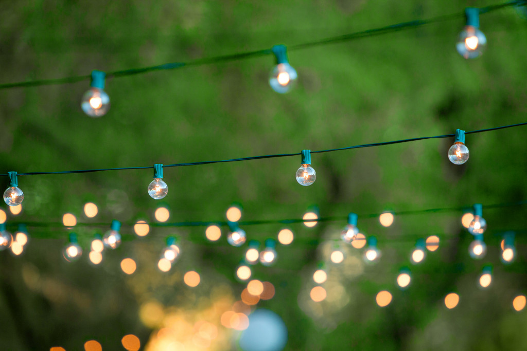 String lights hung outdoors